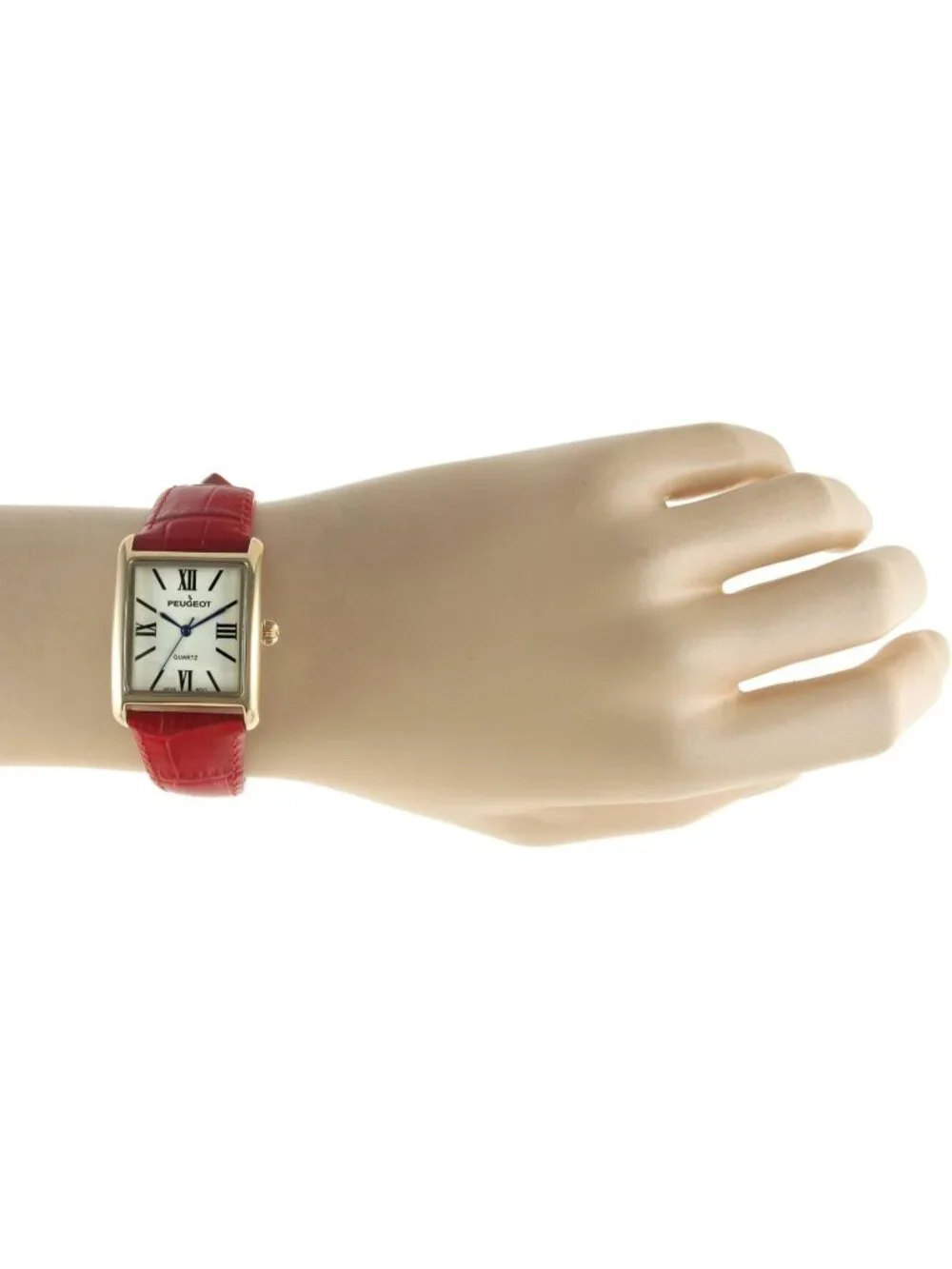 Women's Red Leather Strap Roman Numerals Dial Classic Dress Quartz Wrist Watches